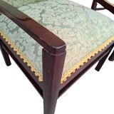 Coppia di Poltroncine Vintage Anni '70 in Mogano e Pregiata Seta di San Leu