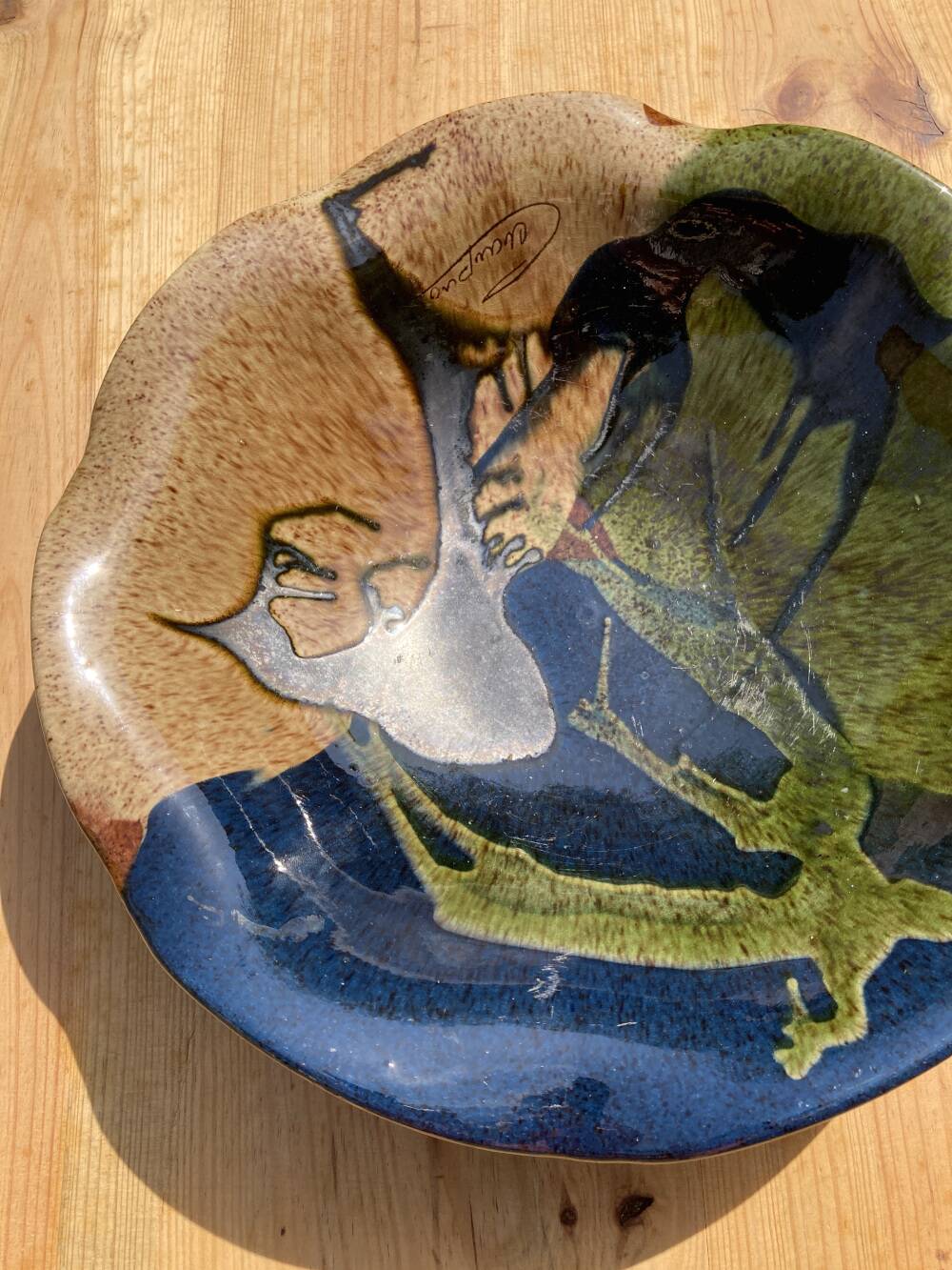 Ceramic dish signed Cerampuo