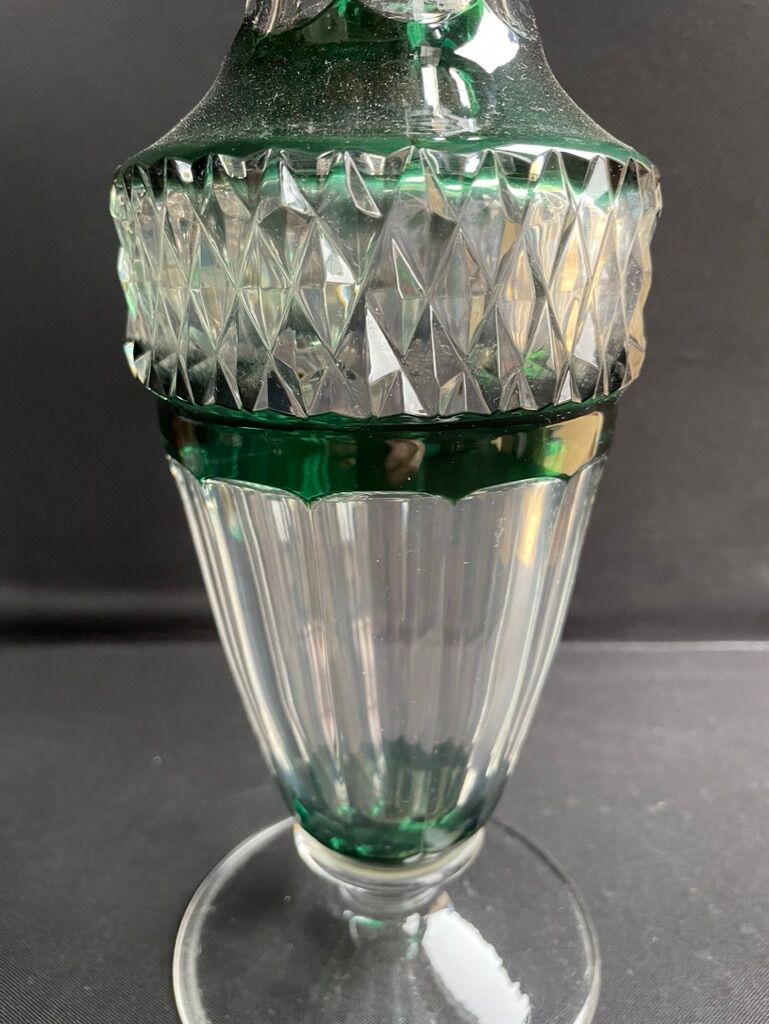 Overlay cut crystal vase signed Val Saint Lambert 1970s