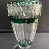 Overlay cut crystal vase signed Val Saint Lambert 1970s