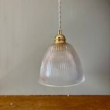 Vintage tulip pendant light in ribbed glass