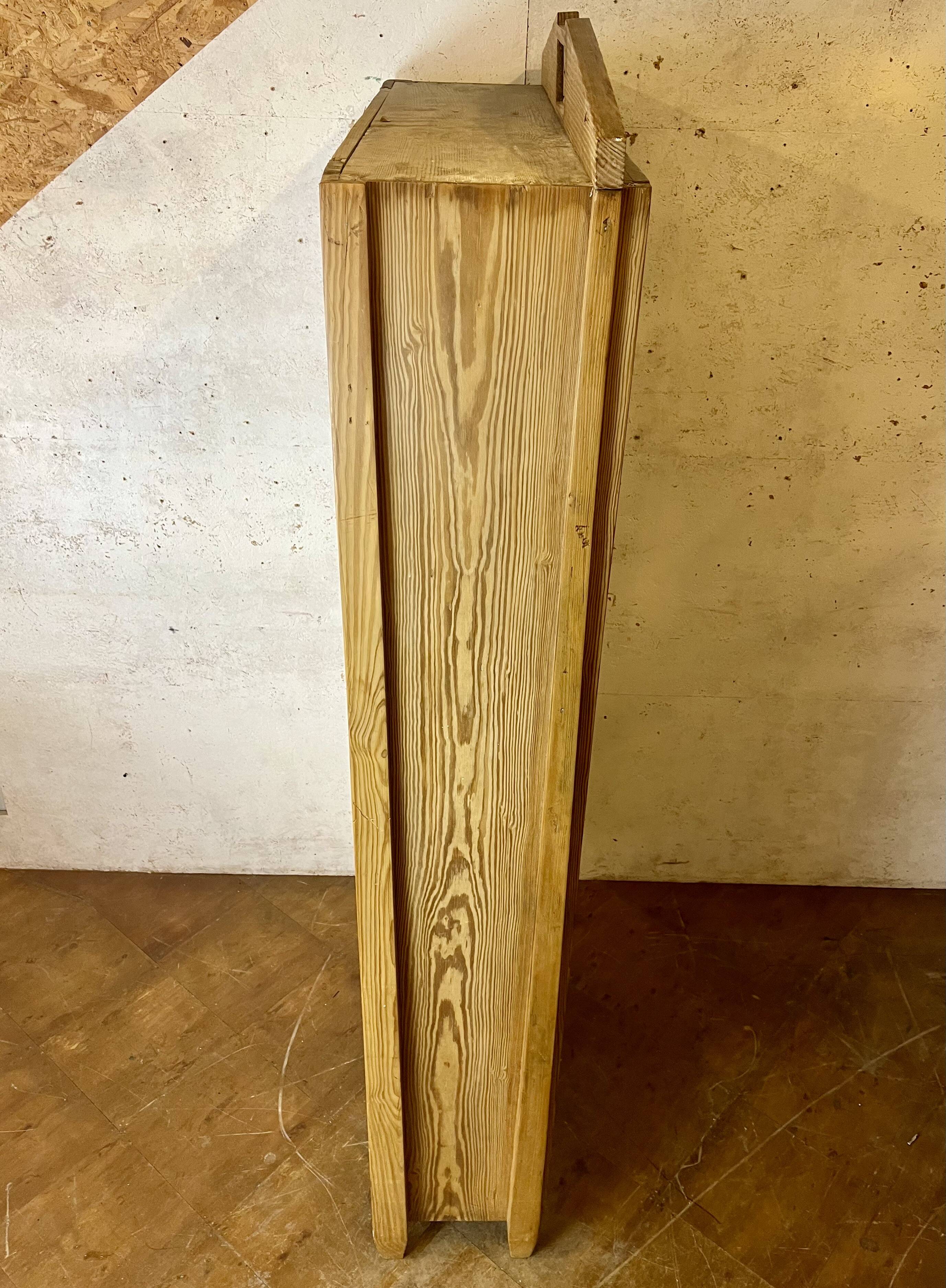 Art Nouveau wardrobe in pine with ceramic tiles, early 20th century.