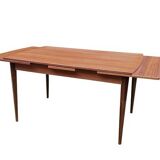 Table à manger scandinave extensible vintage 1960 rectangulaire teck