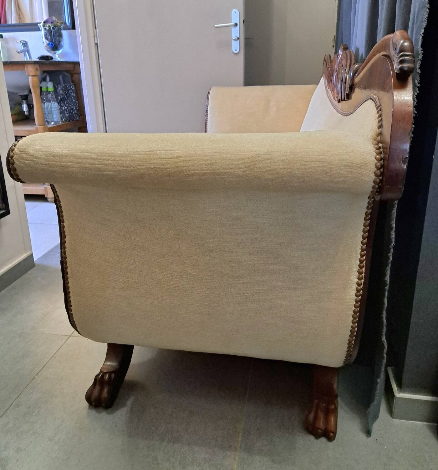 Restoration period mahogany sofa