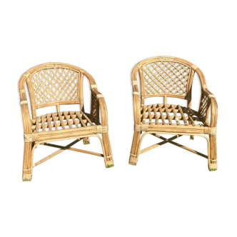 Pair of rattan armchairs