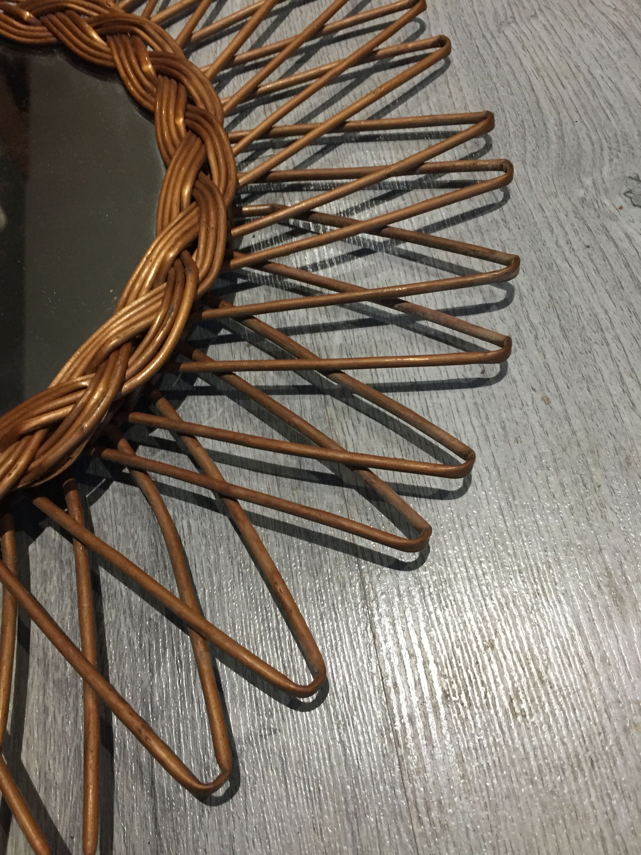 Old rattan sun mirror (diameter 40 cm)