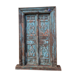 Ancienne porte indienne en teck massif