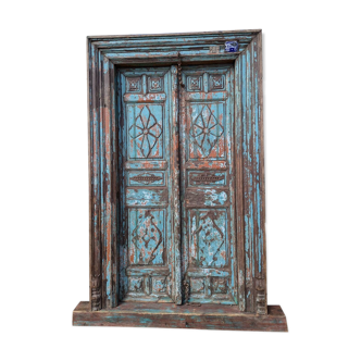 Old Indian door in solid teak