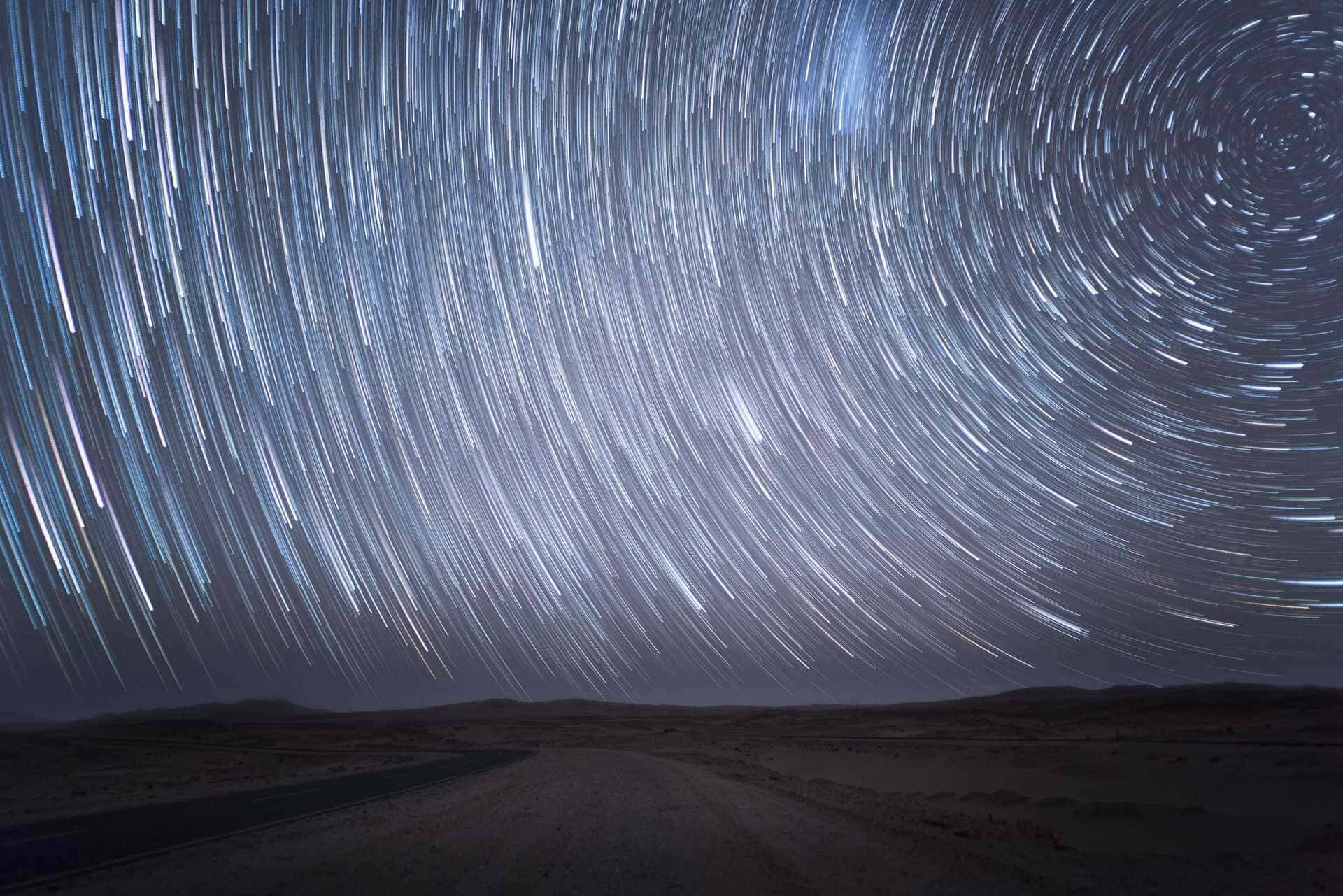 Night in the Namib Desert. Photograph 100x150cm. Star trails, edition 2/3.