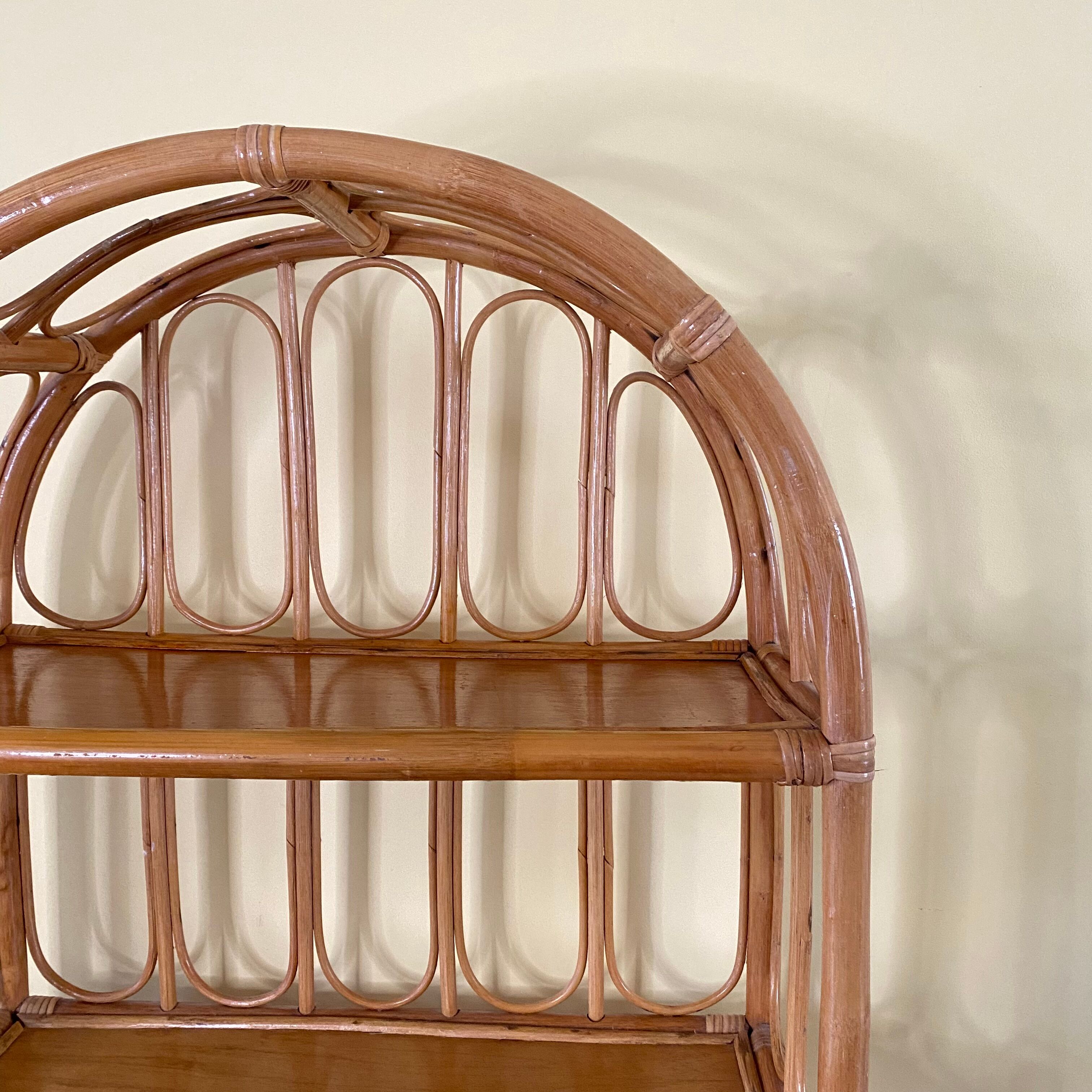 Vintage rattan library shelf