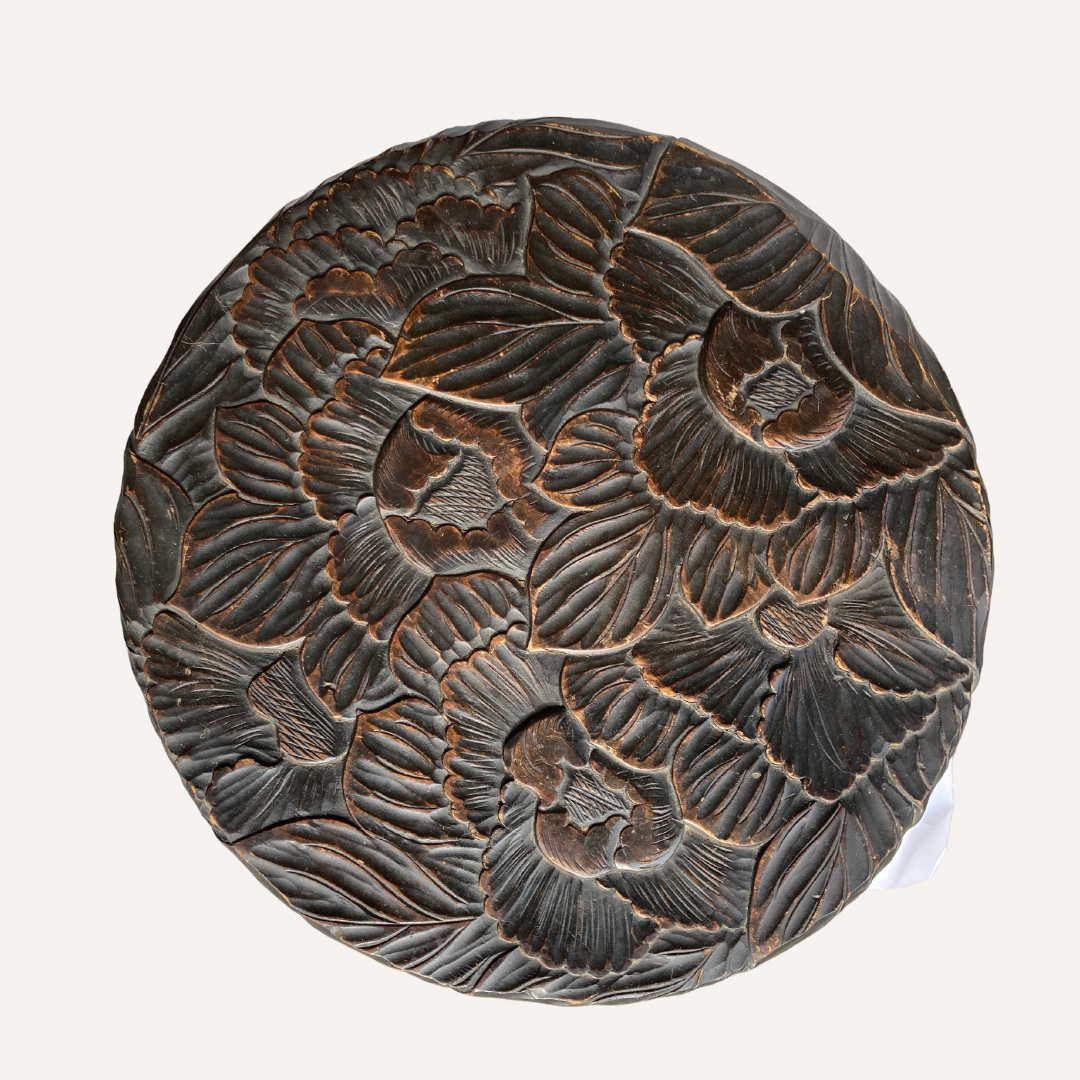 Liberty London 1905 Japanese hand carved floral side table or plant stand