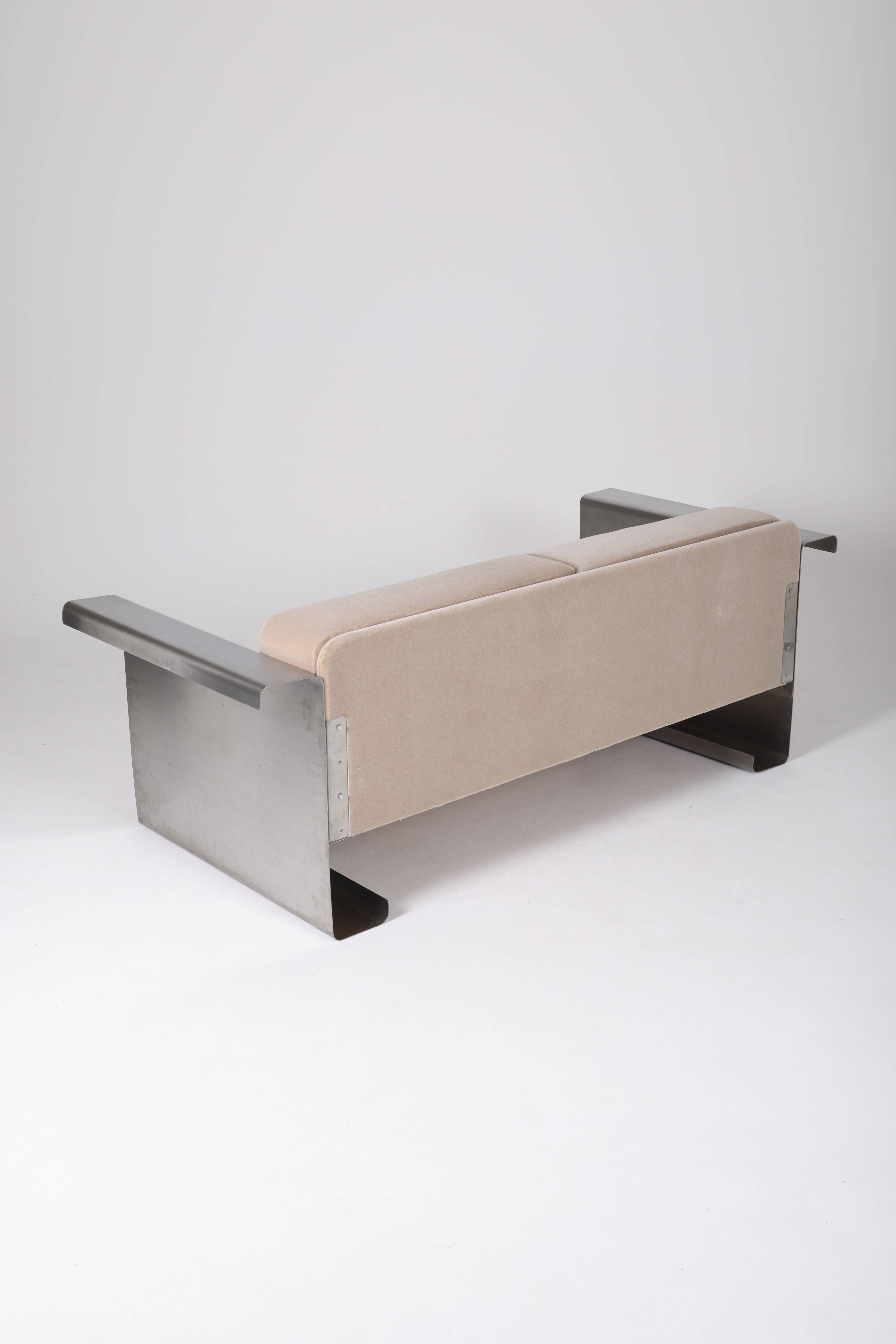 Aluminum and mohair sofa, 1970s
