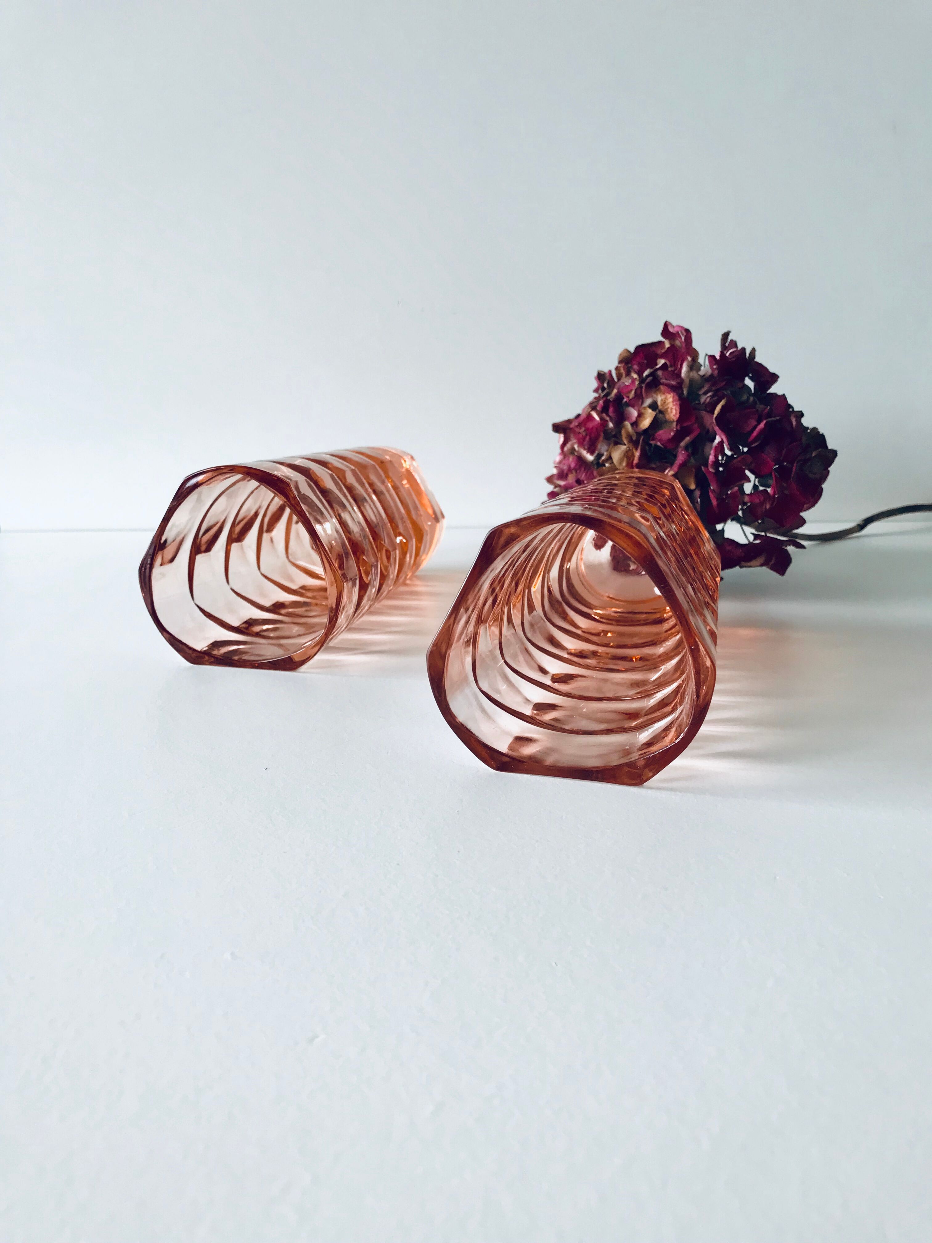 Pair of pink glass vases