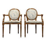 Pair of Louis XVI armchairs with medallion backs circa 1940