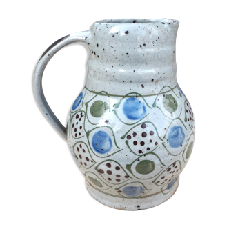Pichet en grès moucheté à motifs Folk Art