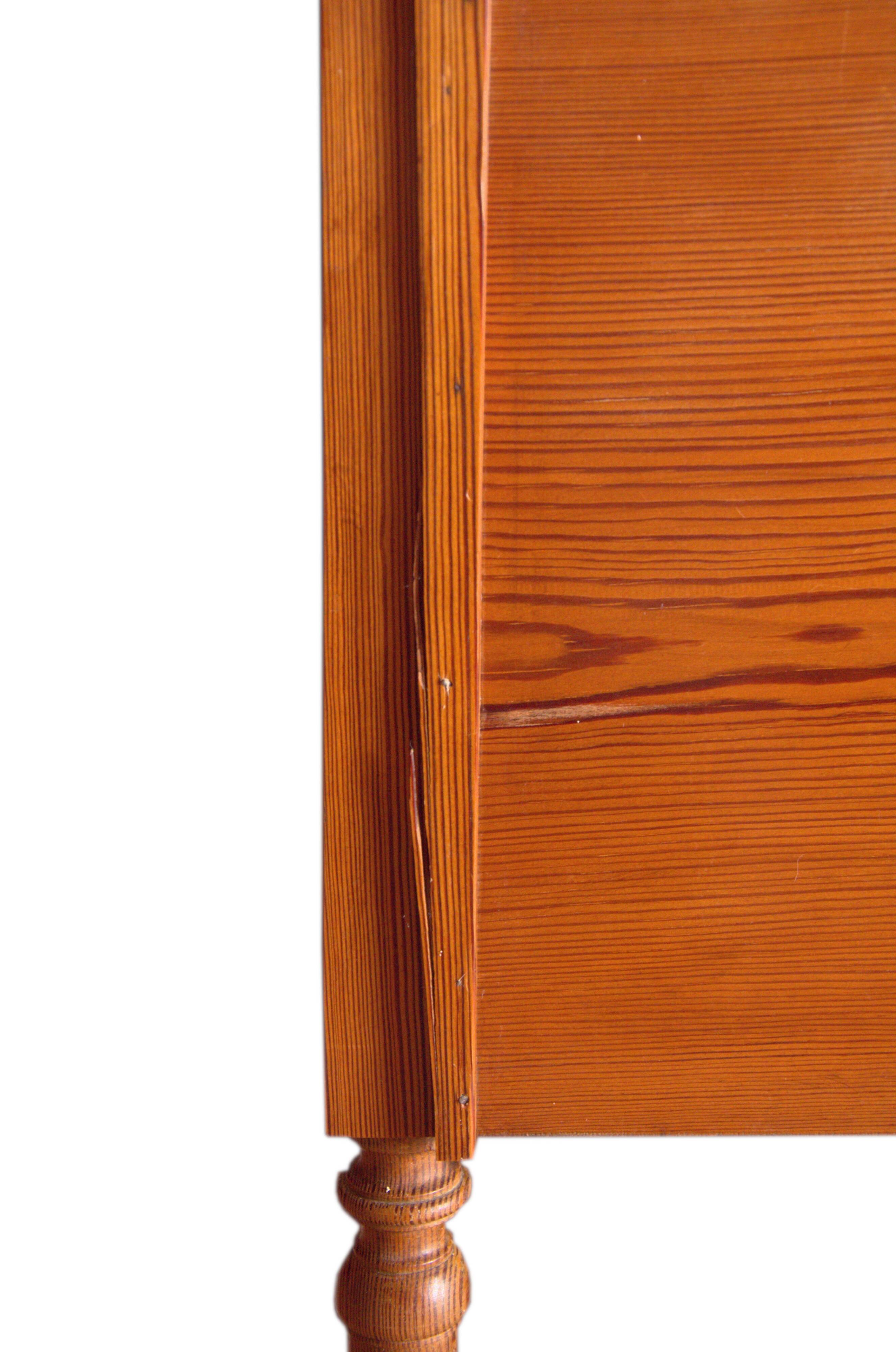 Nightstand in marked pine and marble, 37x81cm, 1940s, Art Deco, Gallé