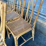 Set of 6 rattan chairs with cannate seats