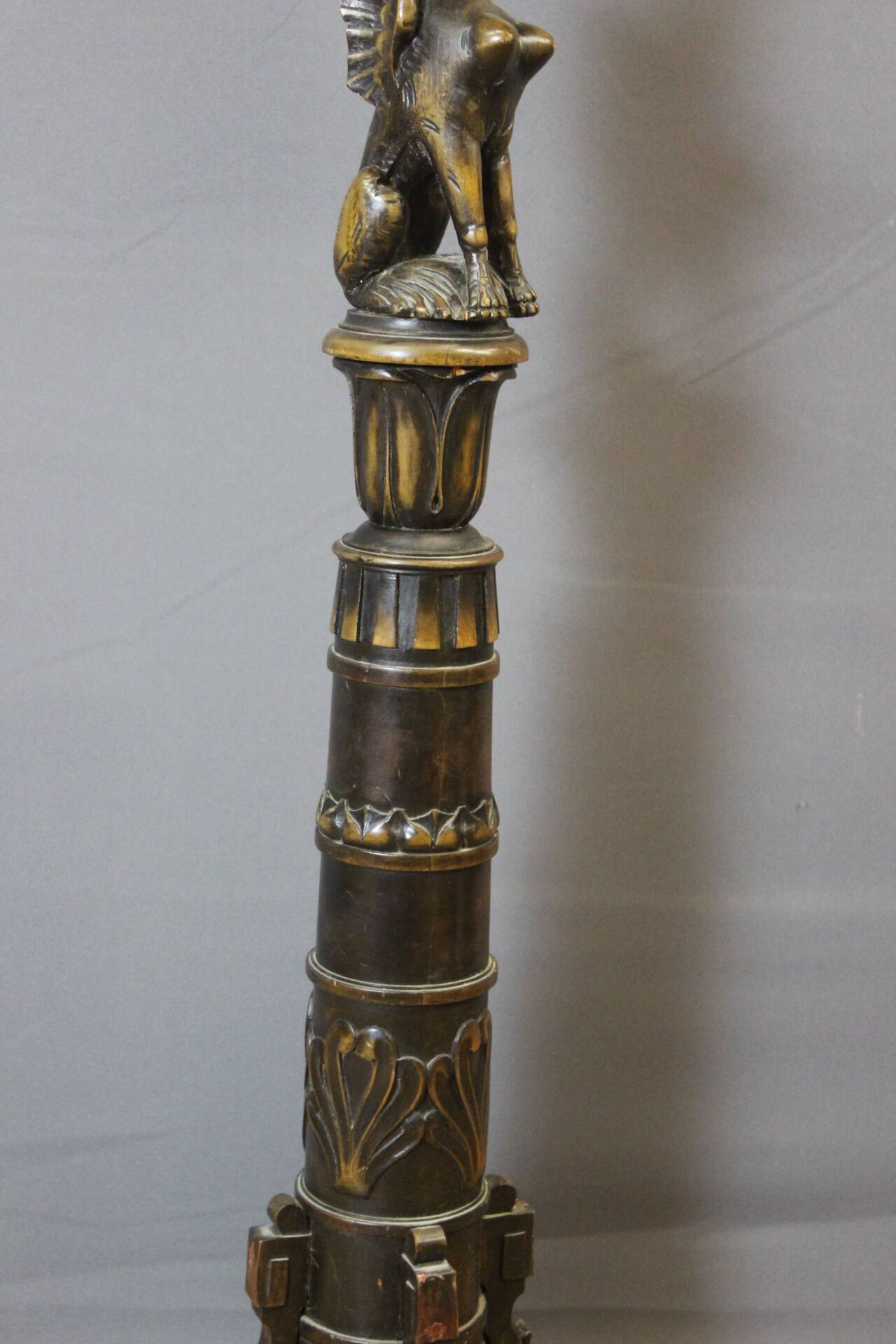 Presentation column with a carved Sphinx decoration from around 1900.