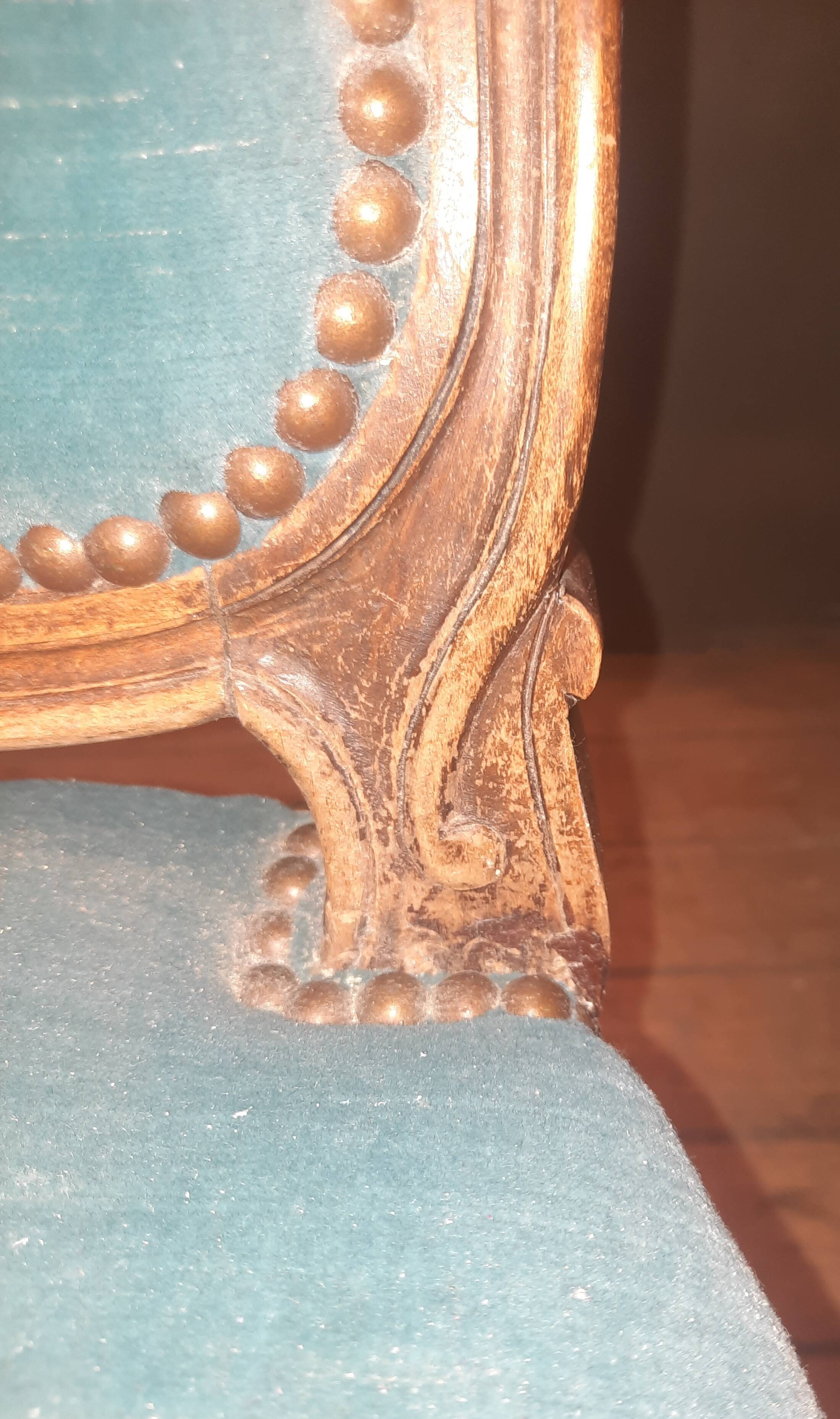 Pair of large armchairs in Louis XV style from the 19th century.