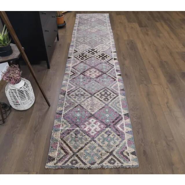 Vintage Turkish Hand-Knotted Runner Rug 73x350