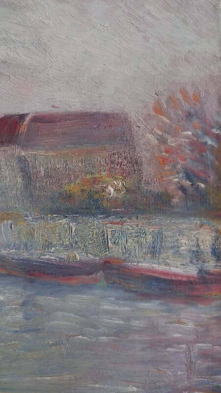 Old painting "edge of the Seine", oil painting