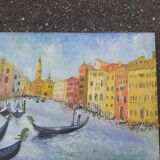 Huile sur panneau du Grand Canal à Venise