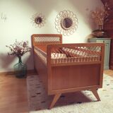 Lit enfant rotin vintage