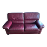 Fixed sofa 3 places buffalo leather full grain burgundy