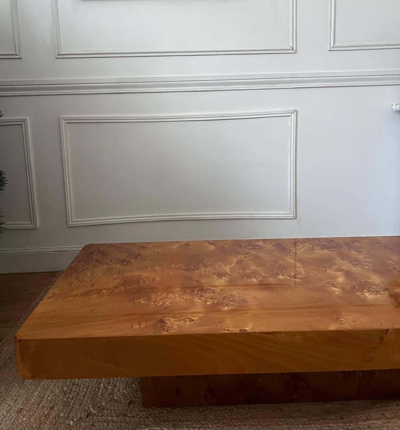 Rochebobois elm burl coffee table, 1970s