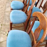 Set of 6 directoire style velvet chairs