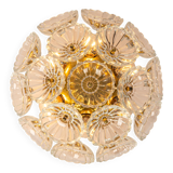 Sputnik ceiling light in floral glass and brass, Germany, 1960s.