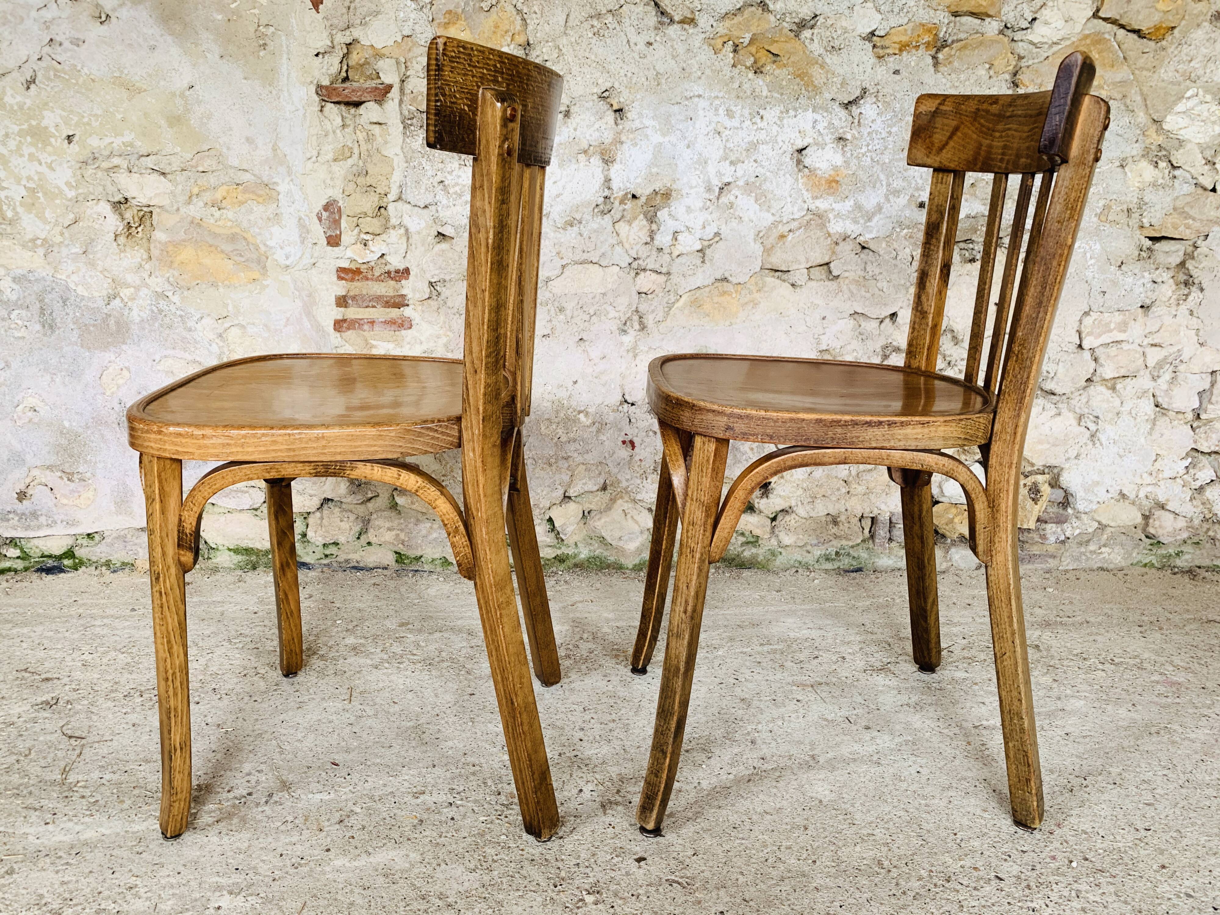 Pair of bistro chairs #43 by Baumann, circa 40/50