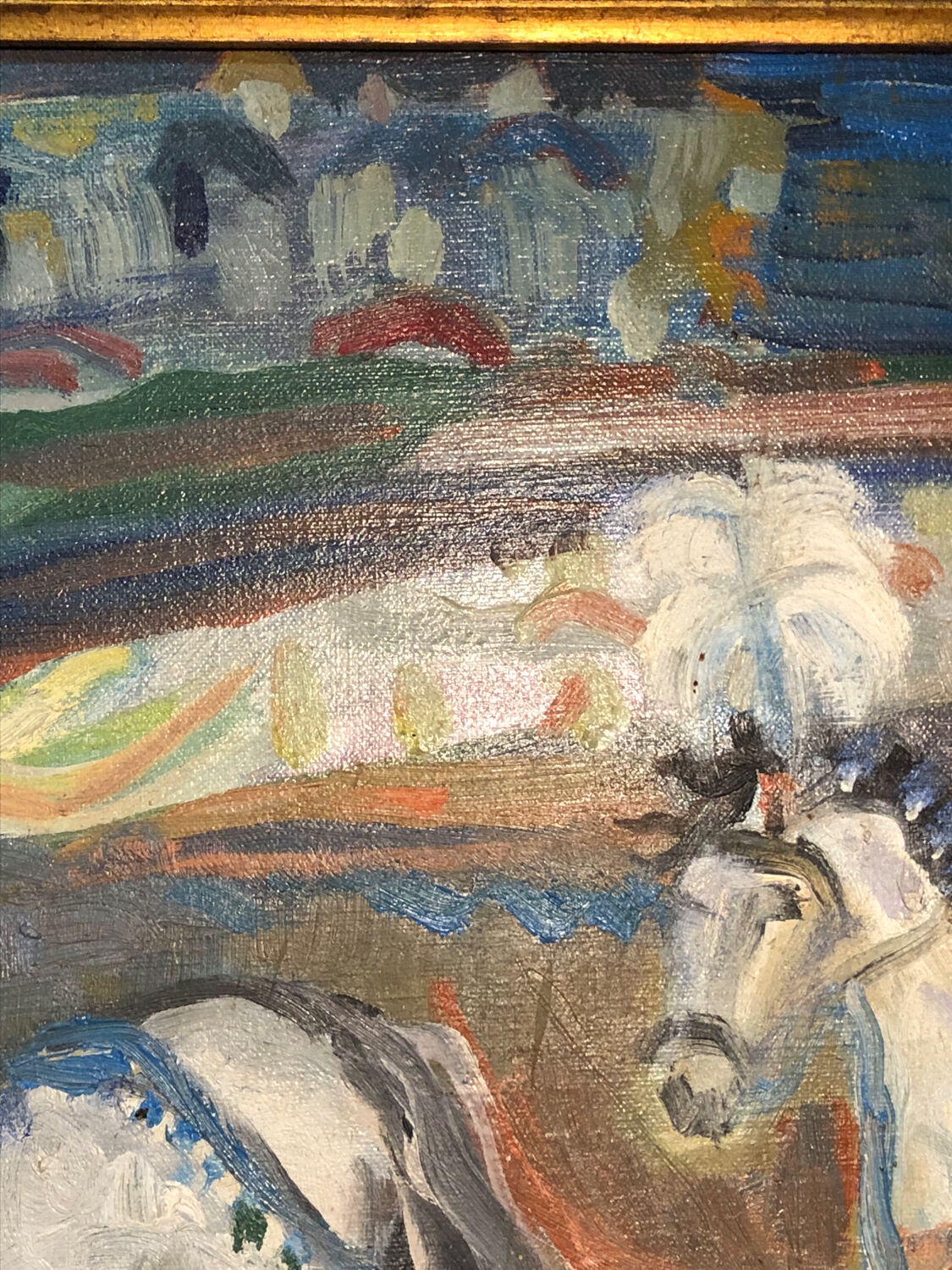 Painting Oil on Canvas Fauvism Circus Horse Dancer Circa 1960