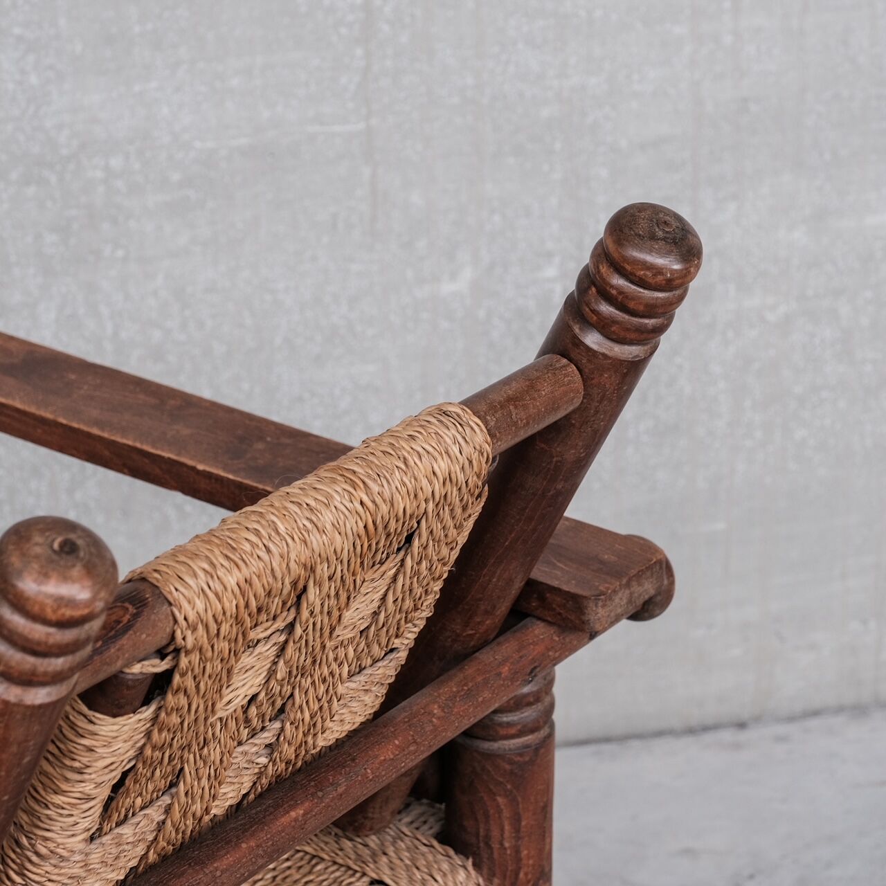 French Art Deco Cord and Oak Armchair