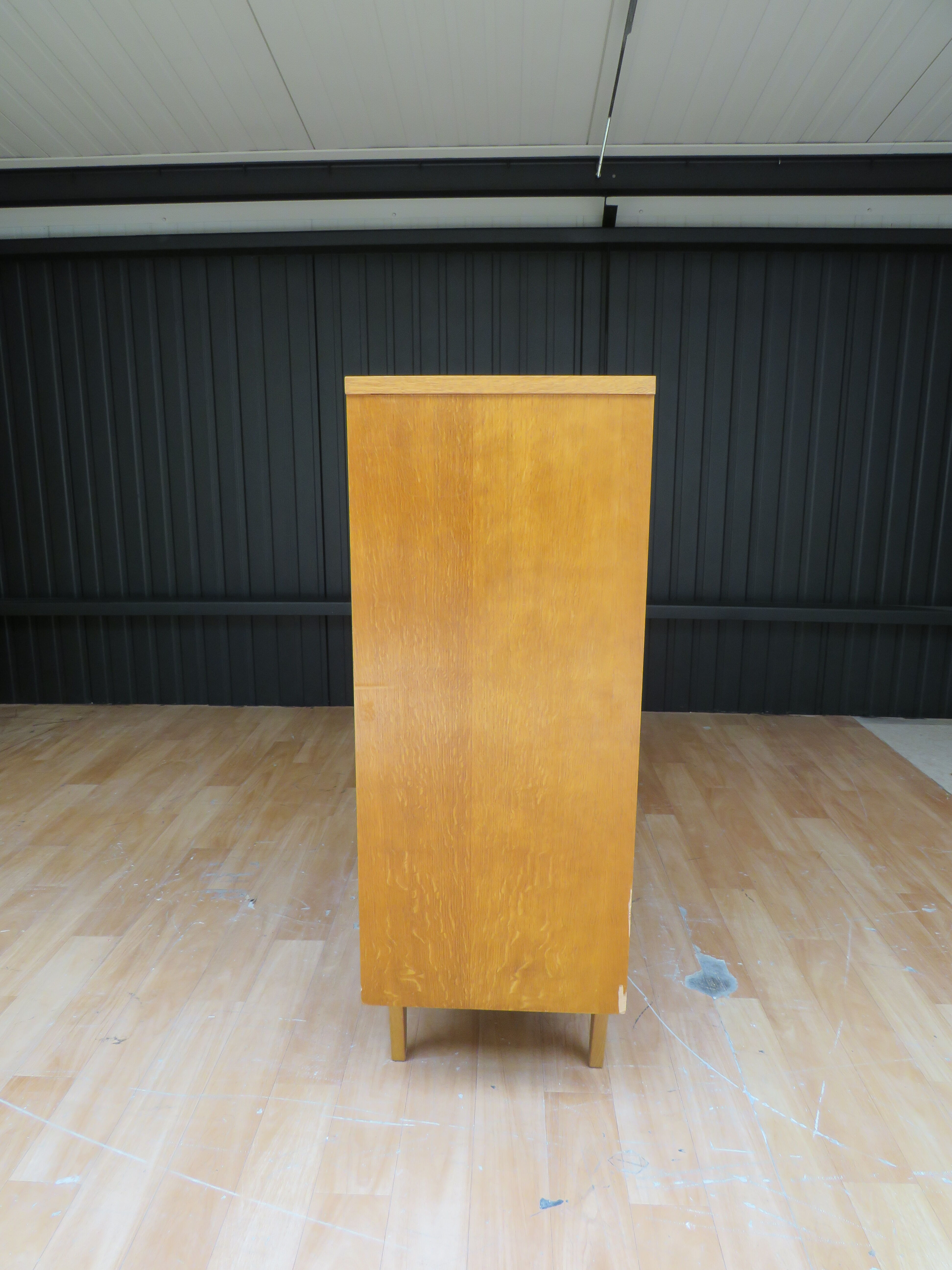 Wardrobe secretary child 60s wood and rattan feet compass