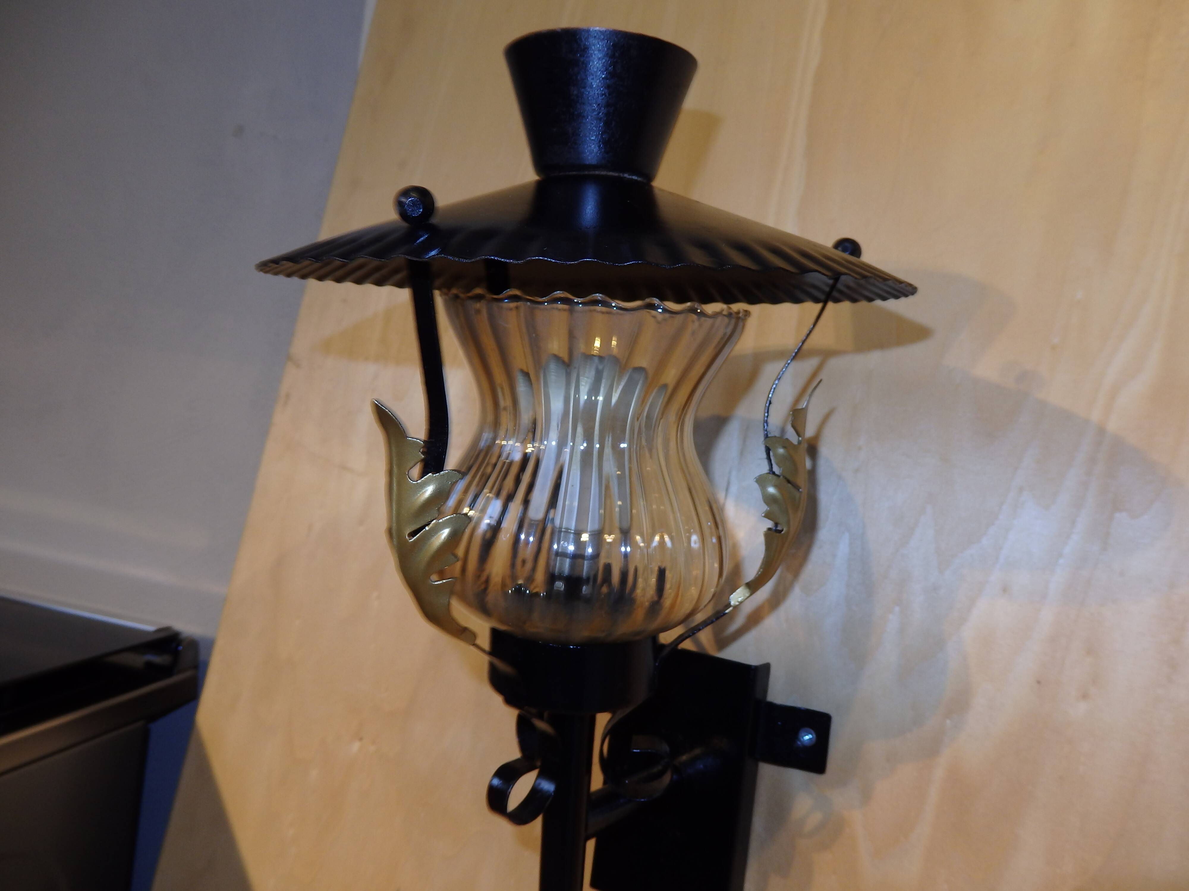 Pair of vintage torch wall lamps