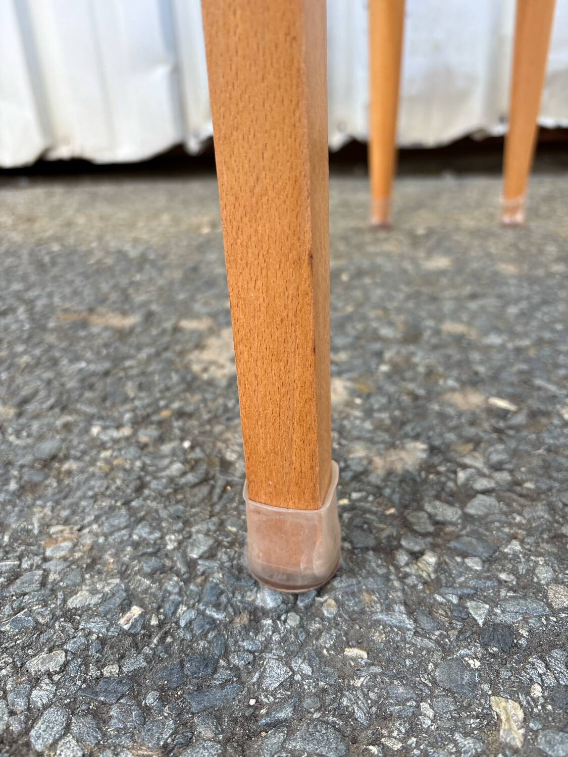 Set of 4 Scandinavian chairs in light wood and black faux leather – vintage