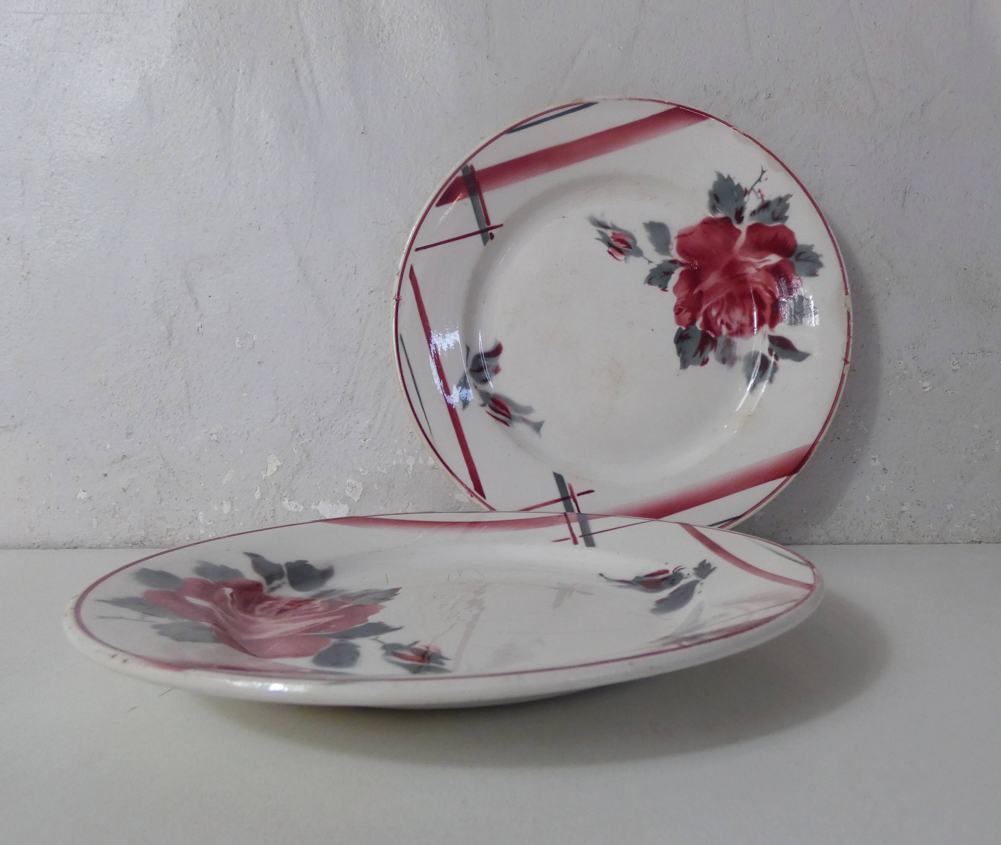 Digoin sarreguemines 2 flat plates la rose