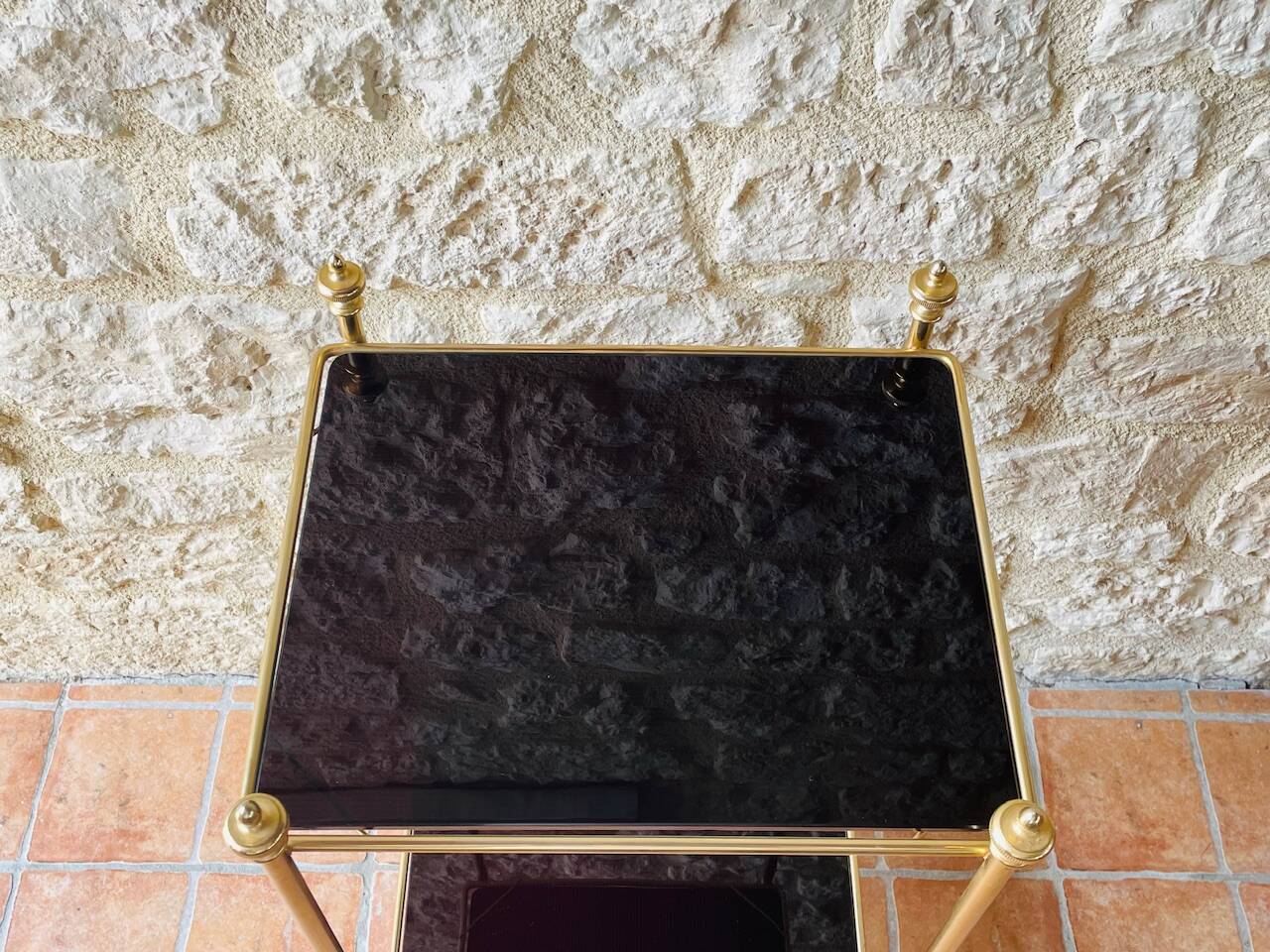 Vintage brass and glass side table circa 70's