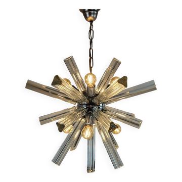Italian starburst Sputnik chandelier – chrome & Murano glass