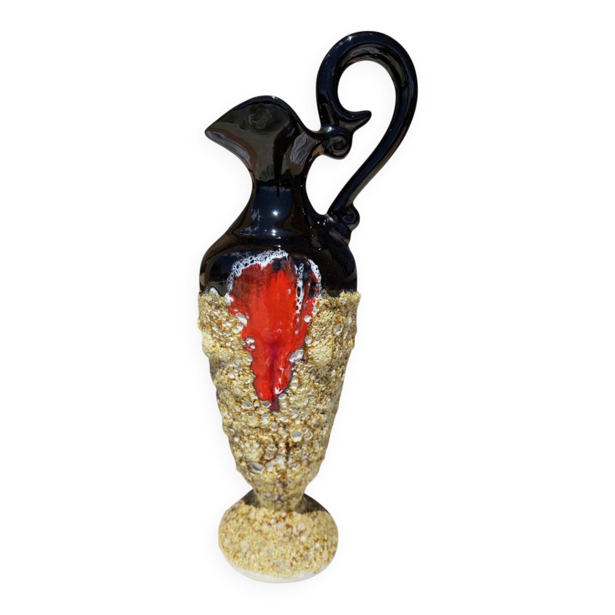 Large French fat lava pitcher/carafe, new condition, Vallauris