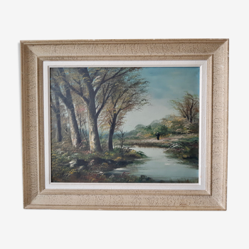Tableau ancien paysage signé