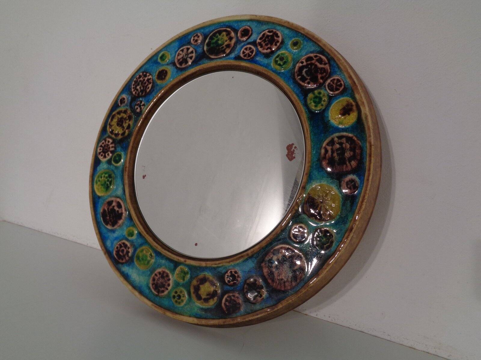 French ceramic mirror, 1960s