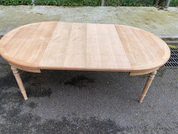 table à manger ronde extensible rénovée Louis Philippe 115-2215cm 20ème