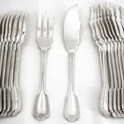 Boulenger Godrons 10 fish cutlery sets, 20 pieces silver-plated metal in excellent condition.