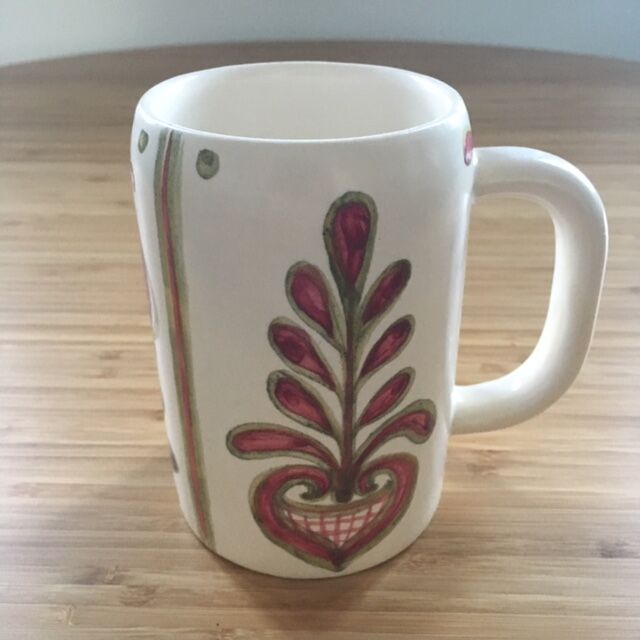 Mug signé décor coeur et fleur rose