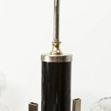 See Delmas chandelier, 3 arms, black and gold, clear glass, 1960