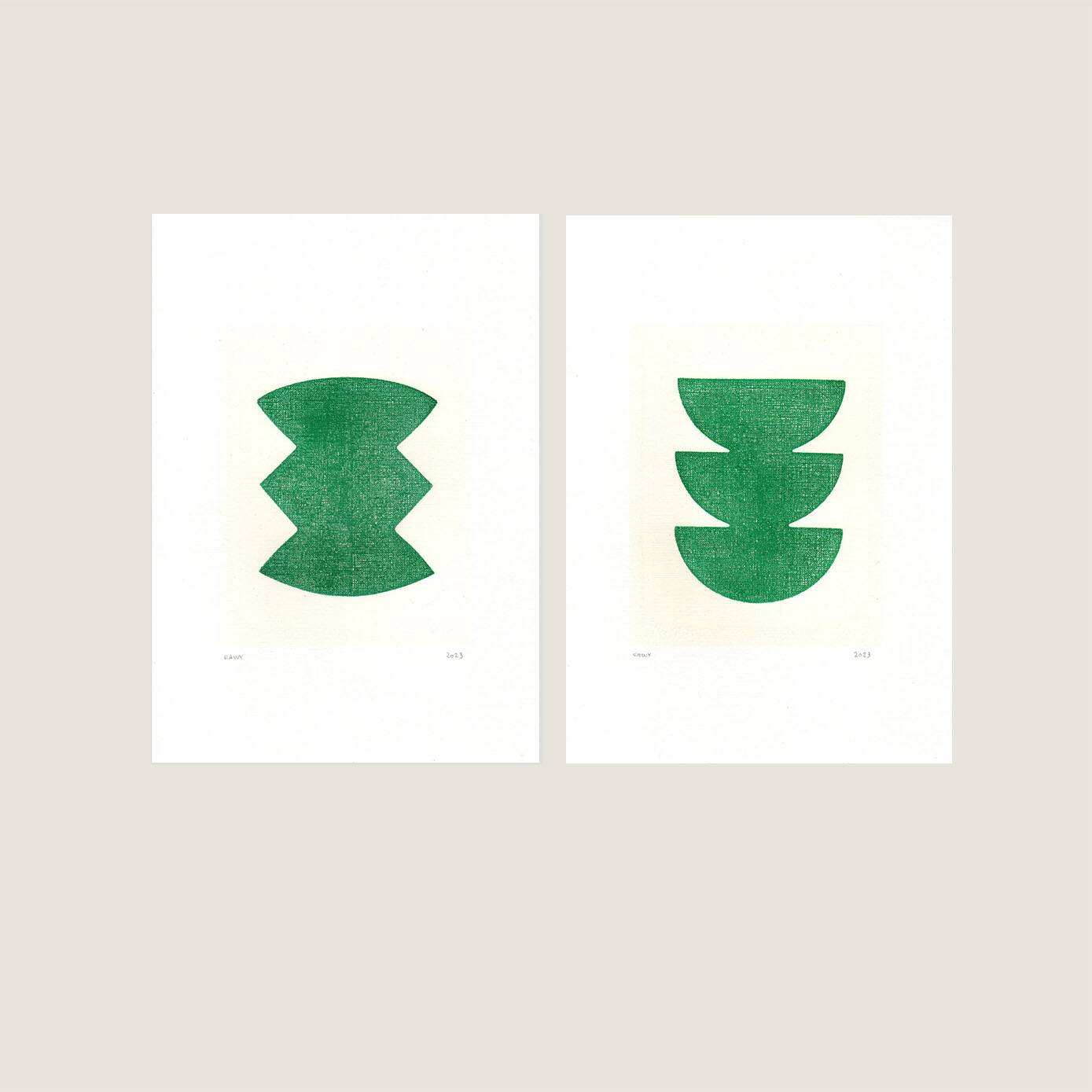 Duo of abstract paintings contemporary illustration signed eawy