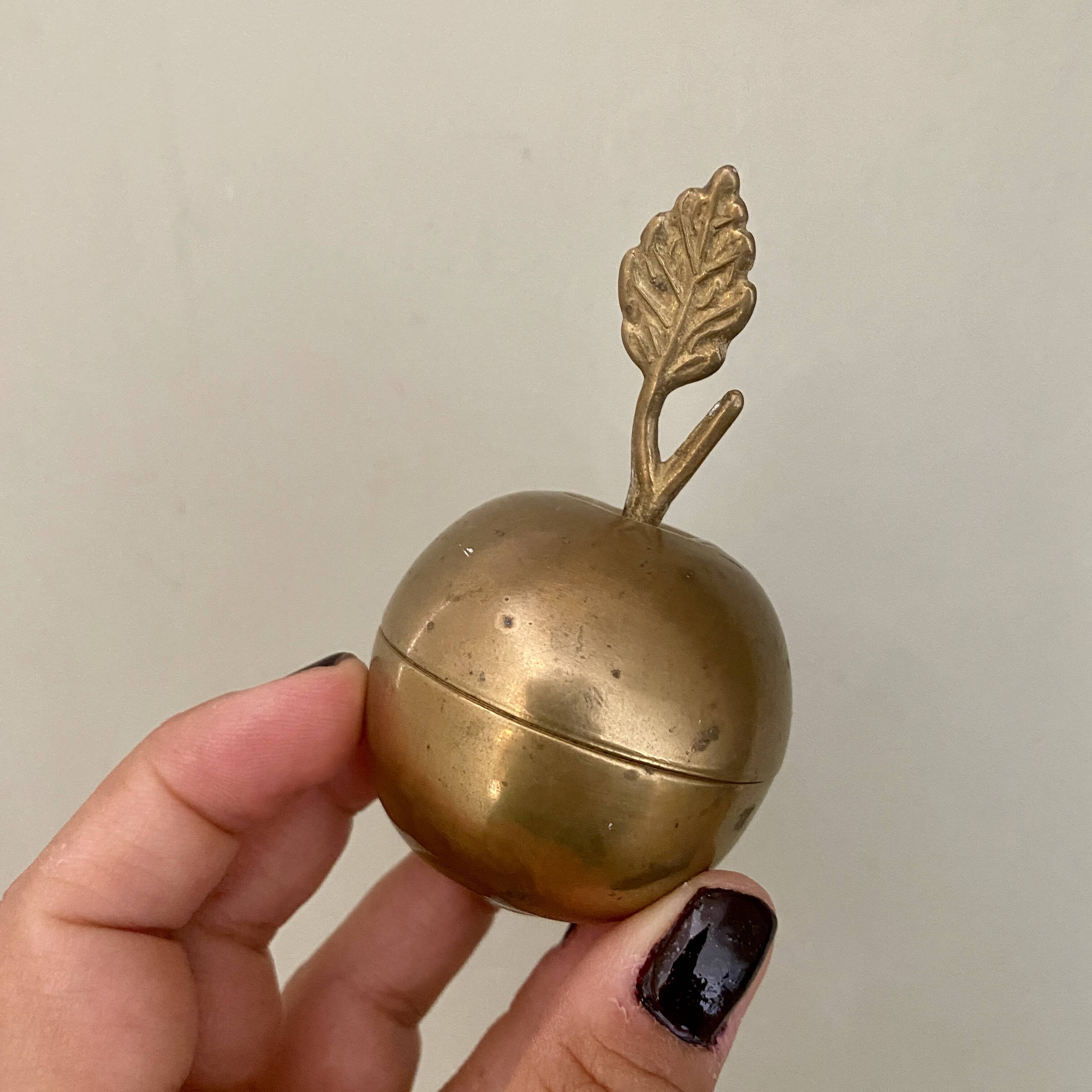 Small vintage brass apple box