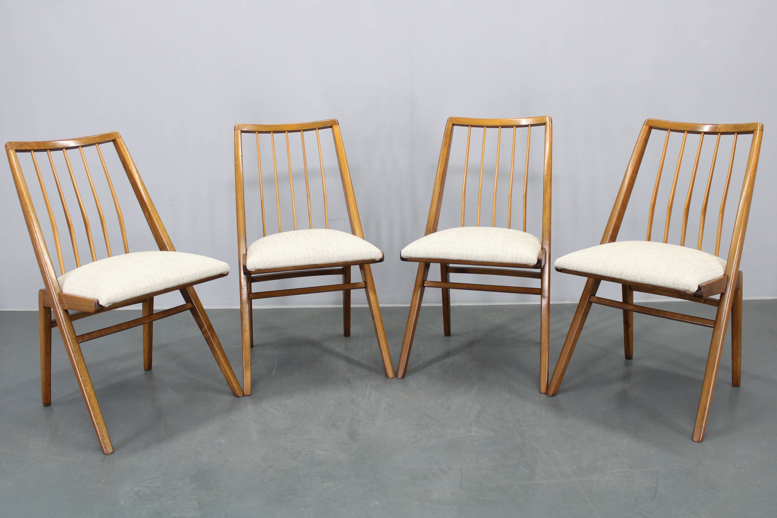 1970s Set of Four Beech Dining Chairs, West Germany